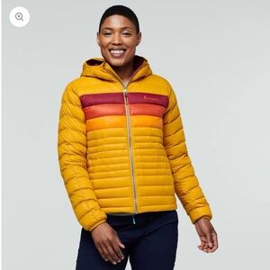 Cotopaxi Women's Fuego Hooded Puffer Jacket - Yellow, Orange, and Red